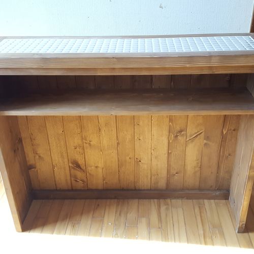 モザイクタイルのスリムカウンター棚1枚(ラスティックパイン) 棚