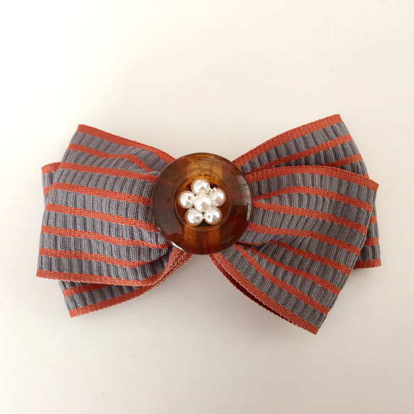 Vintage ribbon barrette_HAC013 1枚目の画像