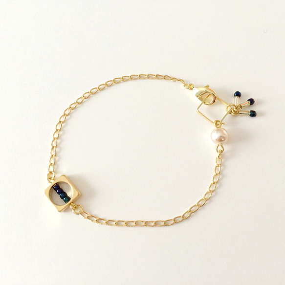 Square & sheed beads bracelet_BRT007 1枚目の画像