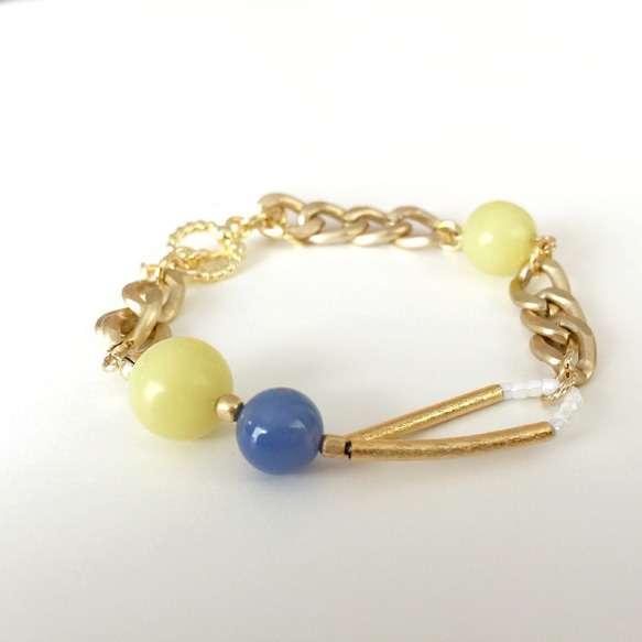 Yellow & blue stone bracelet_BRT008 1枚目の画像