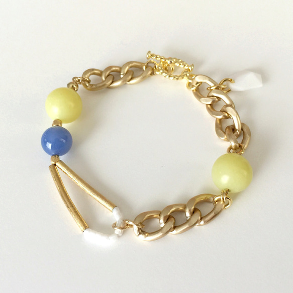 Yellow & blue stone bracelet_BRT008 2枚目の画像