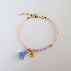 satin cord bracelet　<salmon pink> 1枚目の画像