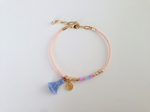 satin cord bracelet　<salmon pink> 1枚目の画像