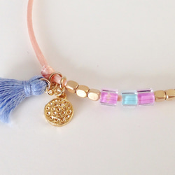 satin cord bracelet　<salmon pink> 2枚目の画像