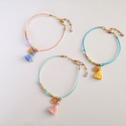 satin cord bracelet　<salmon pink> 5枚目の画像