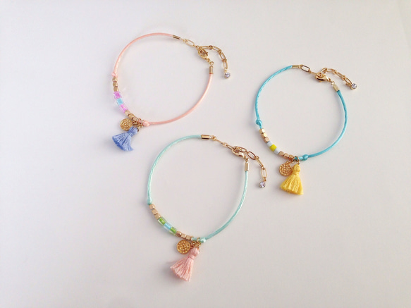 satin cord bracelet　<salmon pink> 5枚目の画像