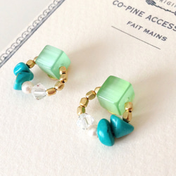 Green cube beads pierce_PIC020 4枚目の画像