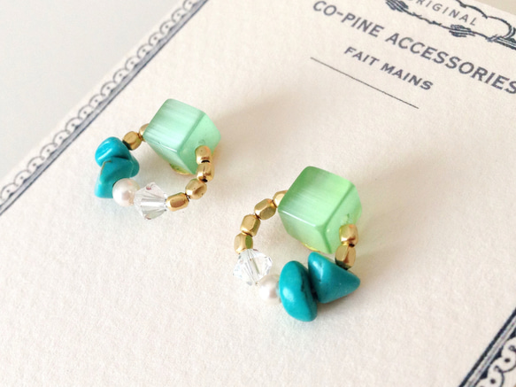 Green cube beads pierce_PIC020 4枚目の画像