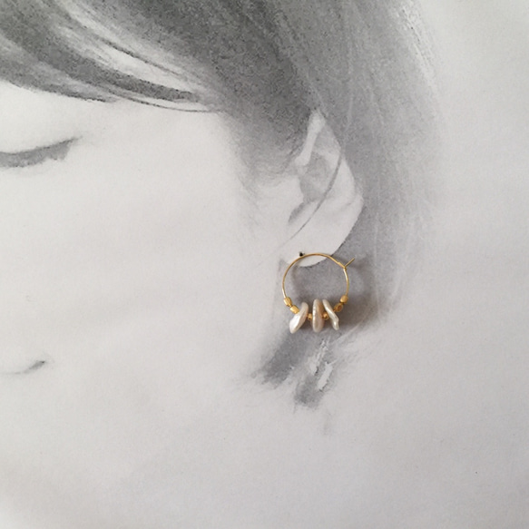 Pearl chip hoop pierce_PIC129 4枚目の画像