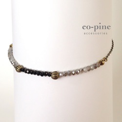 Small beads anklet <Gray & Black> 2枚目の画像