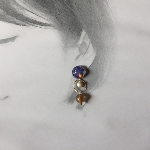 Japan purple clear button pierce_PIC145 5枚目の画像