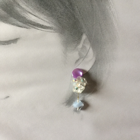 Ajisai color button & beads pierce_PIC151 5枚目の画像