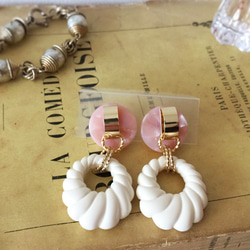 Pink plate & vintage twist parts pierce_PIC165 1枚目の画像