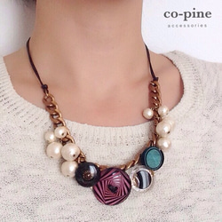 Mixed button necklace_NEC002 3枚目の画像