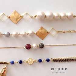 pearl & square chain bracelet A 4枚目の画像