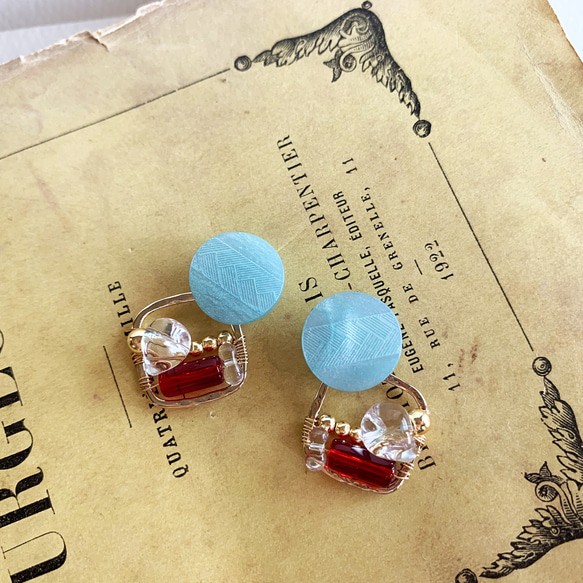 Paris herringbone button earring PIC218 4枚目の画像