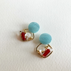 Paris herringbone button earring PIC218 5枚目の画像