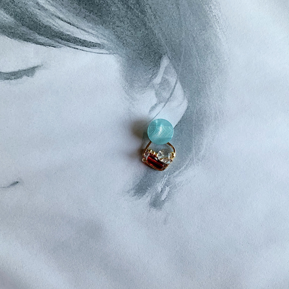 Paris herringbone button earring PIC218 6枚目の画像
