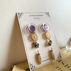 Paris button & filigree flower pierce PIC219 2枚目の画像