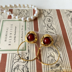 Classical Poland button hoop earrings PIC222 1枚目の画像