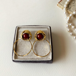 Classical Poland button hoop earrings PIC222 3枚目の画像