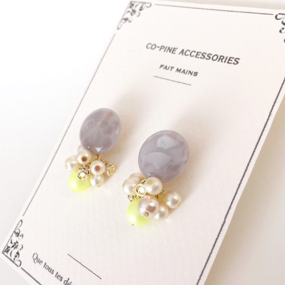 bijoux button pierced earring ”grape” 2枚目の画像