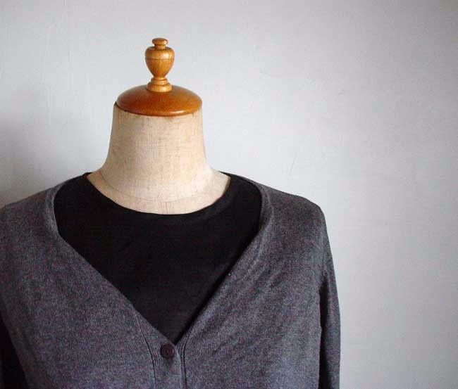 黒リネン生地シャツ型襟無し付け襟