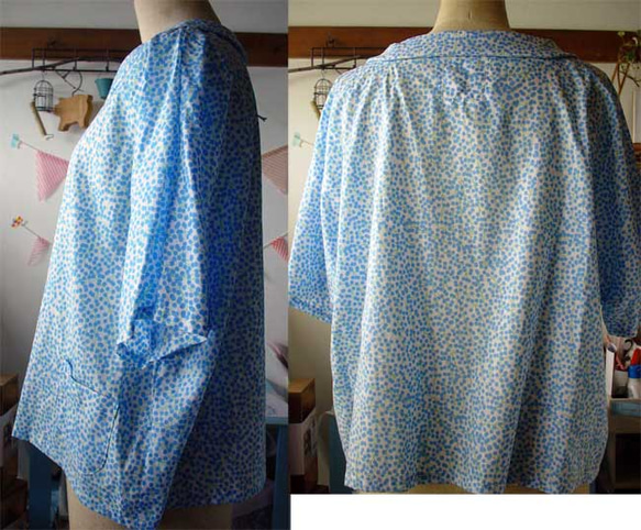 ミモザ柄の衿付きチュニックブラウス 3枚目の画像