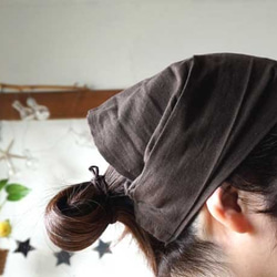 綿麻チョコブラウンカラーヘアターバン 1枚目の画像