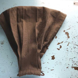 綿麻チョコブラウンカラーヘアターバン 4枚目の画像