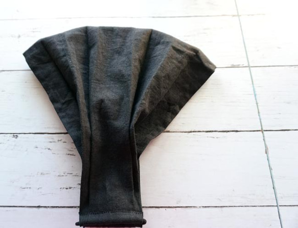 綿麻ブラックカラーヘアターバン 2枚目の画像