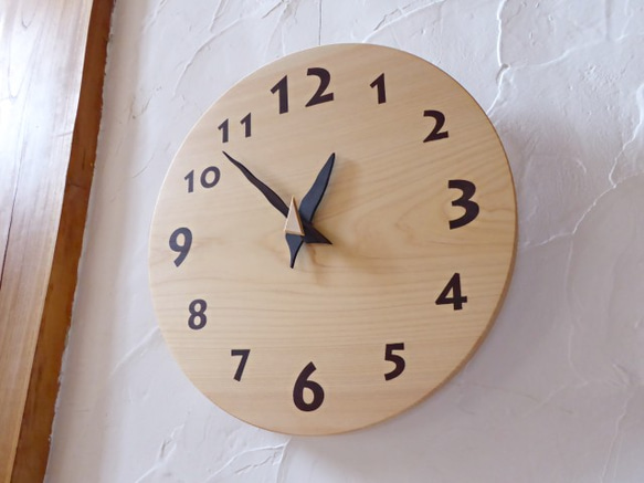 ヒノキの時計 30センチ 115s 文字盤茶色 4枚目の画像