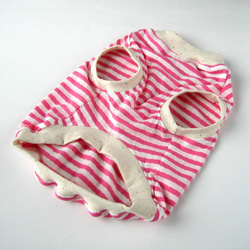 フレンチブルドック服　タンクトップ　アラン風ボーダー　ピンク 4枚目の画像