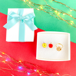 クリスマスコフレ【選べる】小さな食べ物ピアス+リング　クリスマスプレゼントに♡ 2枚目の画像