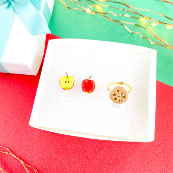 クリスマスコフレ【選べる】小さな食べ物ピアス+リング　クリスマスプレゼントに♡ 3枚目の画像