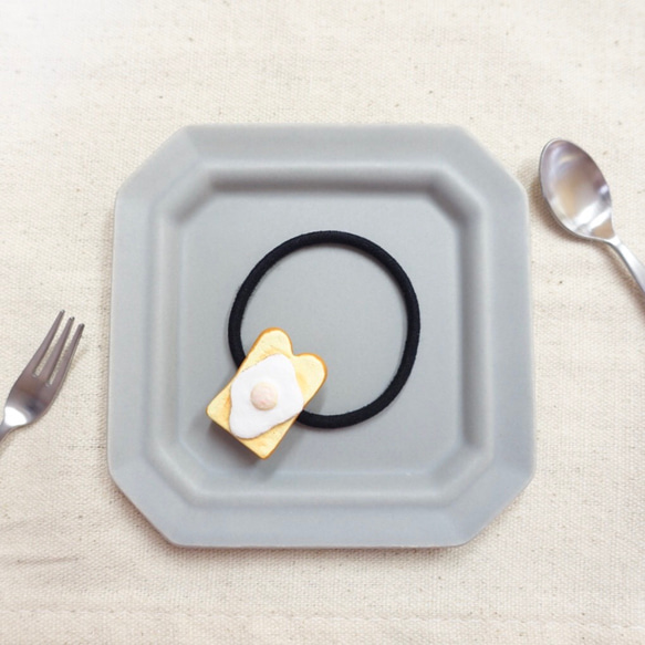 食べ物ヘアゴム♢目玉焼きトースト 5枚目の画像