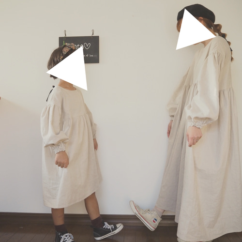 お袖がぽわんコットンリネンワンピース 親子お揃い 子供服 anto