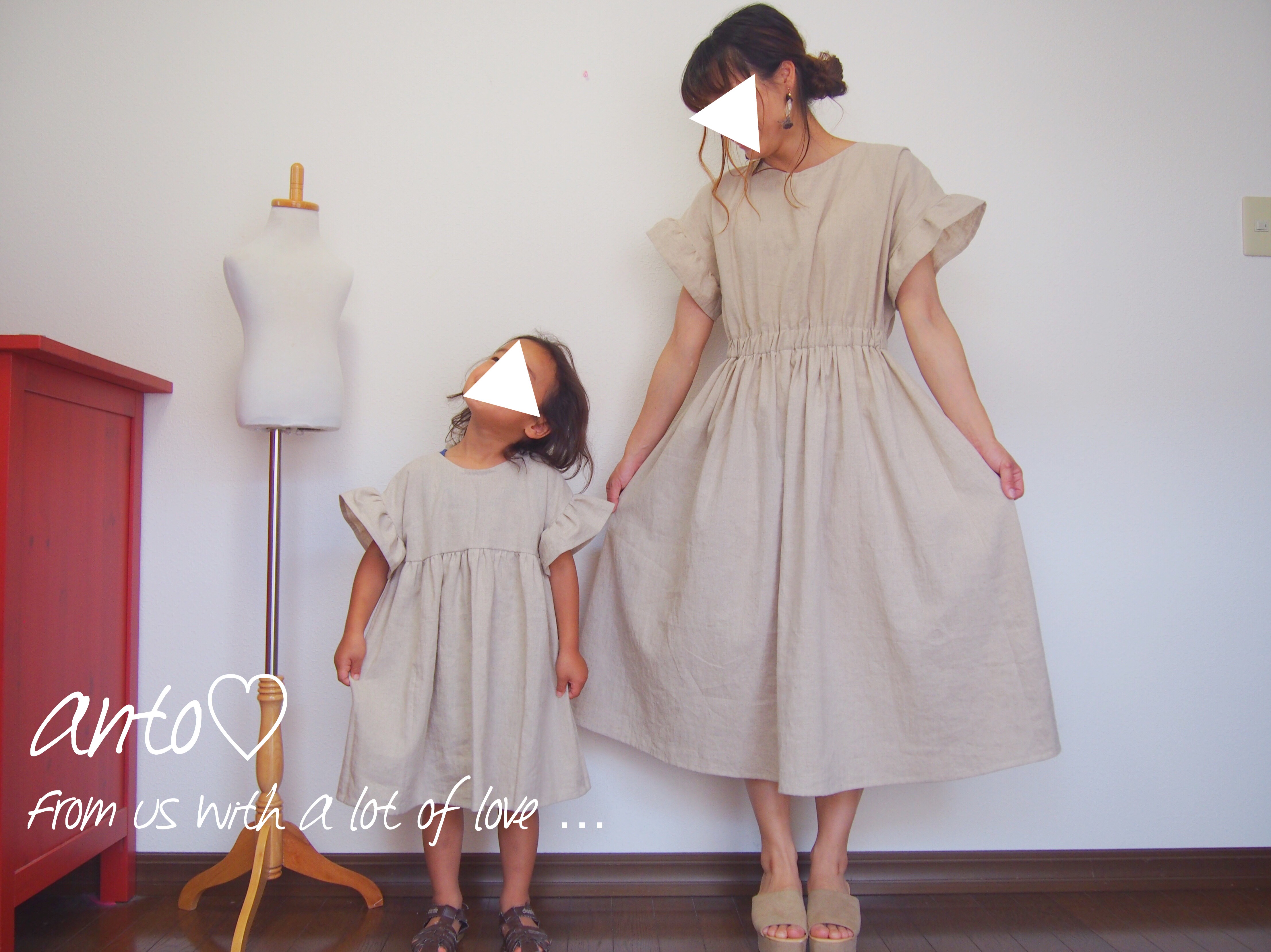 親子お揃い♡コットンリネンワンピース 大人サイズ