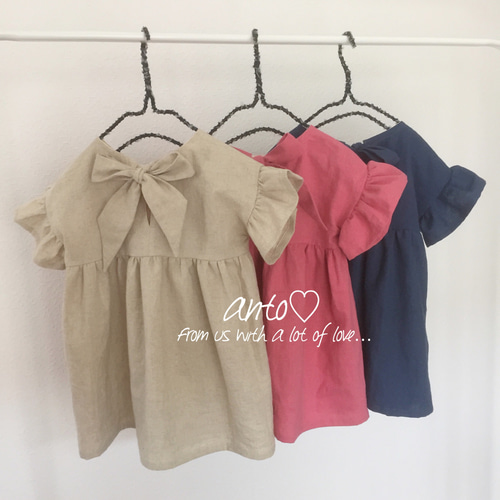 親子お揃い♡コットンリネンワンピース 大人サイズ 子供服 anto