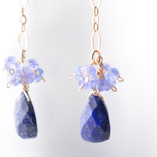 619 天然石　ラピスラズリ　6㎜　瑠璃　ピアス　イヤリング 宝石質のラピスラズリ ピアス(イヤリング変更可)：天然石 ピアス