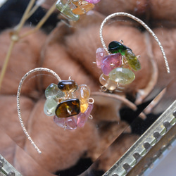 14kgf天然寶石“小巧，多色電氣石”耳環，耳環，樹脂耳環 第5張的照片
