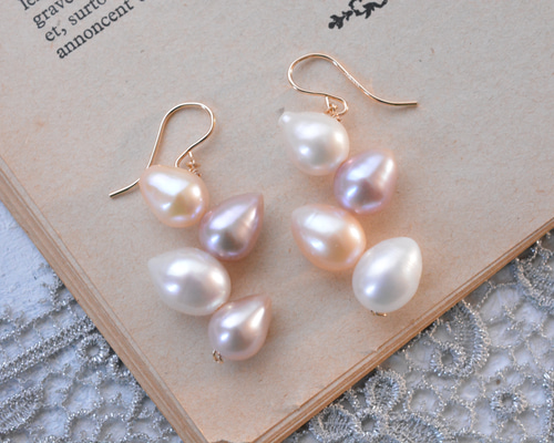 ✳️天然石クリソコラ１４kgfピアス&イヤリング No 65 コッパークリソコラインカルセドニーの一粒ピアスA 14kgf