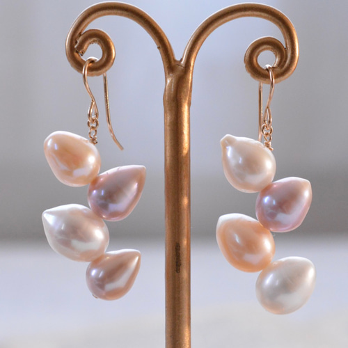 14kgf天然石「麦の穂」ピアス、イヤリング、樹脂ピアス ピアス（フック