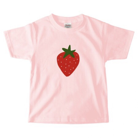 苺イラストのキッズTシャツ 4色 100〜140サイズ 1枚目の画像