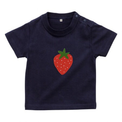 苺イラストのベビーTシャツ 80〜90サイズ 1枚目の画像