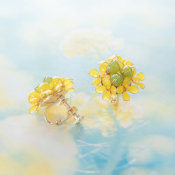 【菜の花-Full*Bloom-】春を着飾るイヤリング※飾れるフォトパネル付！ 3枚目の画像