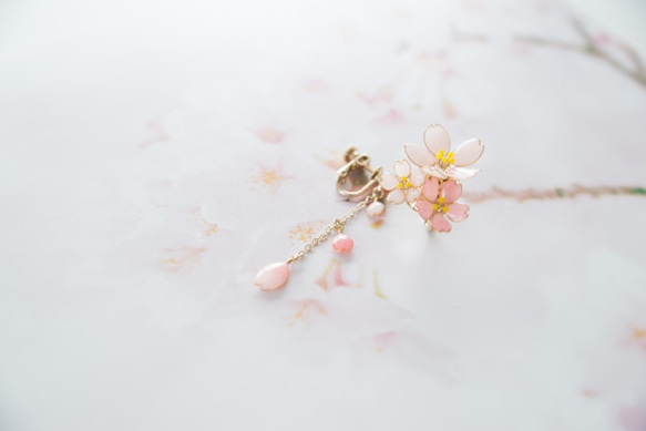 春季耳夾式耳環【櫻】 附贈可以裝飾的照相版！ 第4張的照片