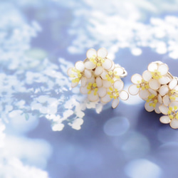 【雪柳-Full*Bloom-】春を着飾るイヤリング※飾れるフォトパネル付！ 3枚目の画像