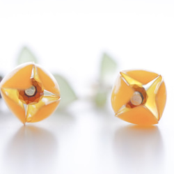 【チューリップ×オレンジ-Full*Bloom-】春を着飾るイヤリング※飾れるフォトパネル付！ 6枚目の画像