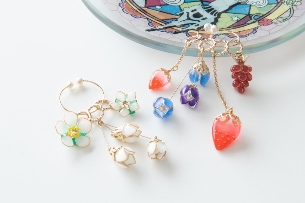 【Creema限定】Berry Very Berry！/ フープイヤリング（ネックレスチェーン付）